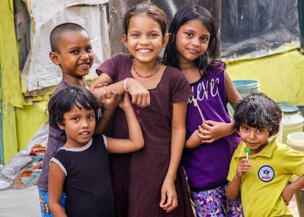 Children learning in a bright future classroom
